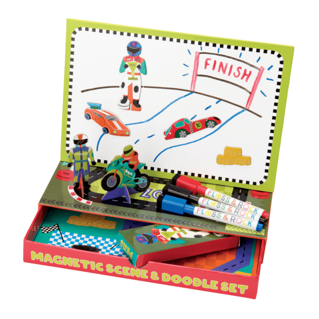 Magnetinis žaidimas ir piešimo rinkinys „Mašinos“ – kūrybinis 2in1 rinkinys vaikams