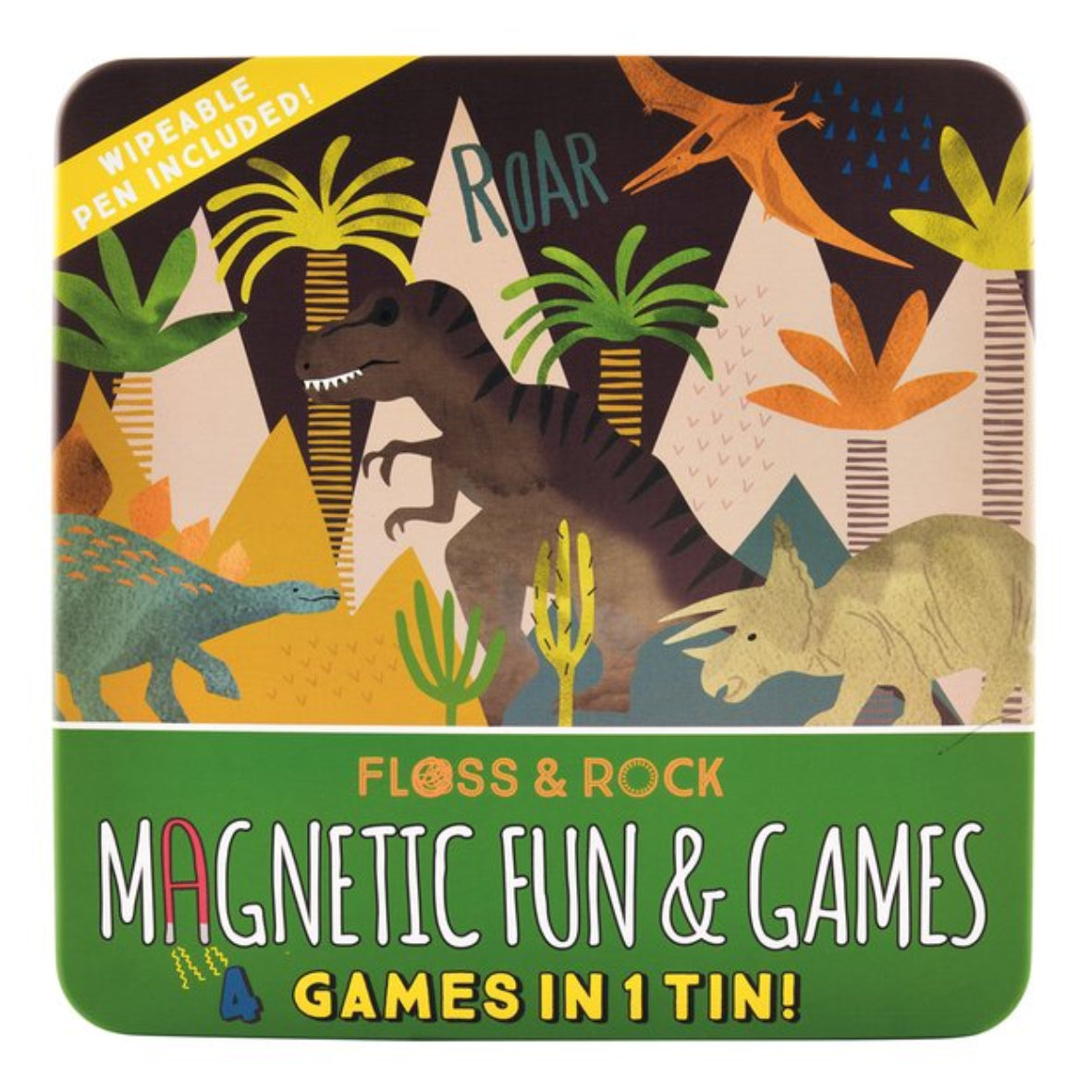 Magnetinis žaidimas „Dinozaurai 4-in-1“ – Floss & Rock