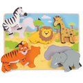 Bigjigs medinė formų dėlionė „Safaris“ (5 el.) – pirmoji dėlionė vaikams