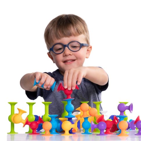 Squigz Deluxe lipšniukai (44 vnt.) – sensorinis konstruktorius vaikams