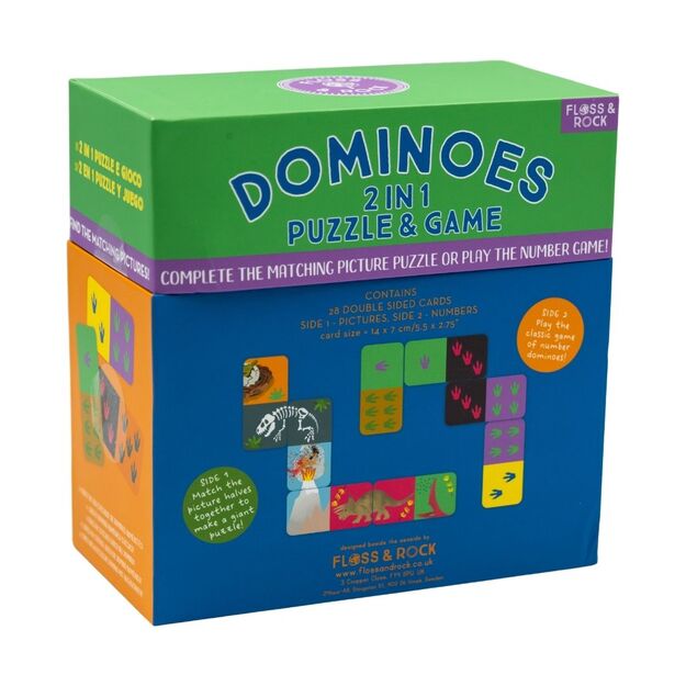 Floss & Rock domino dėlionė 2-in-1 „Dinozaurai“