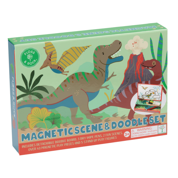 Magnetinis žaidimas ir piešimo rinkinys „Dinozaurai“ – kūrybinis žaidimas vaikams